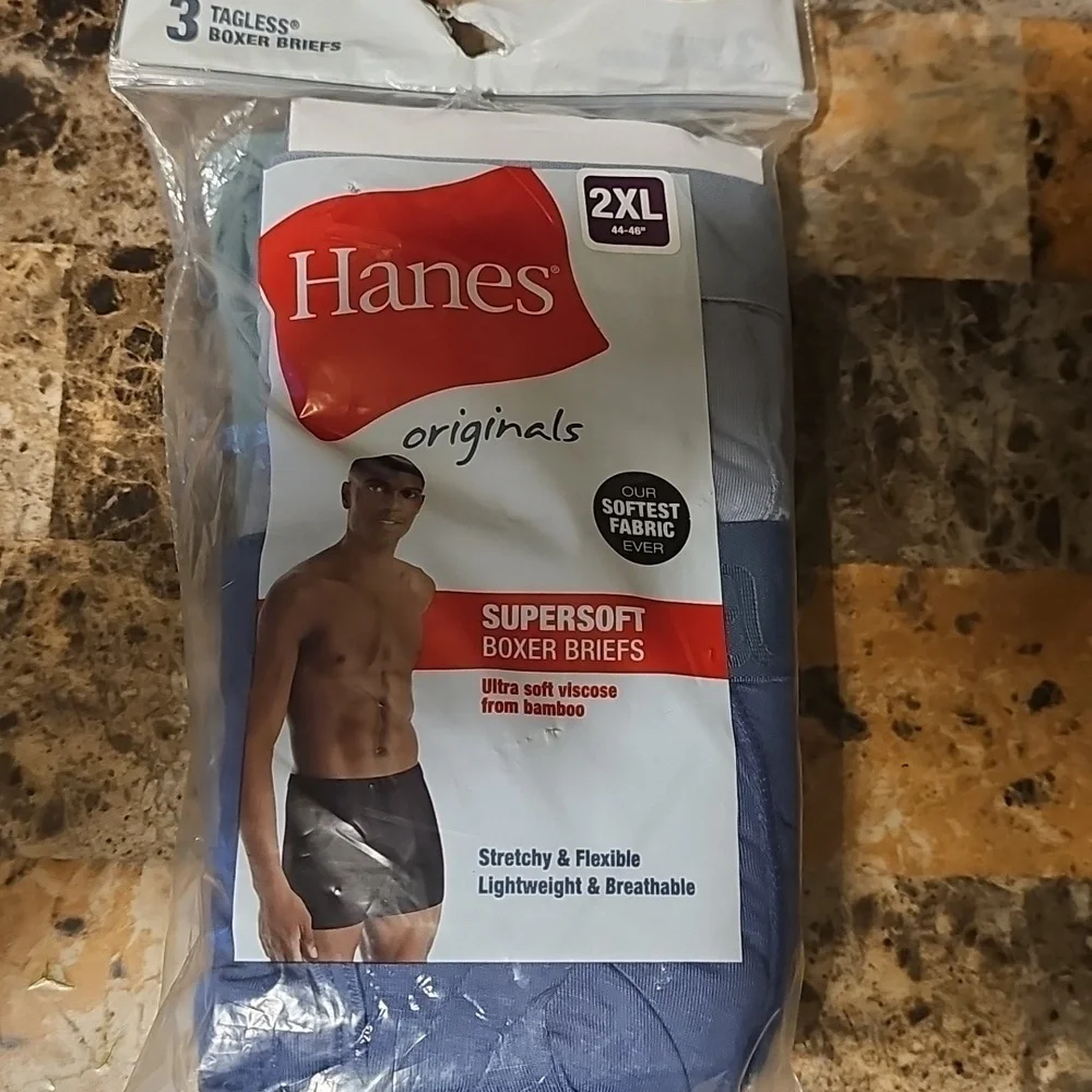 Hanes Originals Men's 3-Pack Supersoft Boxer Brief Grey/Green/Navy